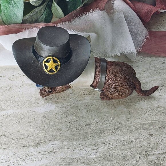 The Hamilton Collection Dachshund Spurs N Fur Bone a Fide Rebel Cowboy Figurine - Picture 7 of 11